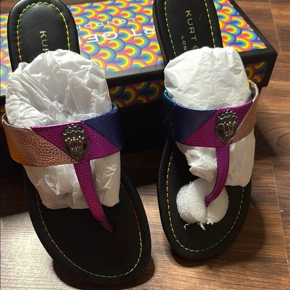 Kurt Geiger Purple and Pink Sandals with Fluffy Fur - Picture 2 of 5